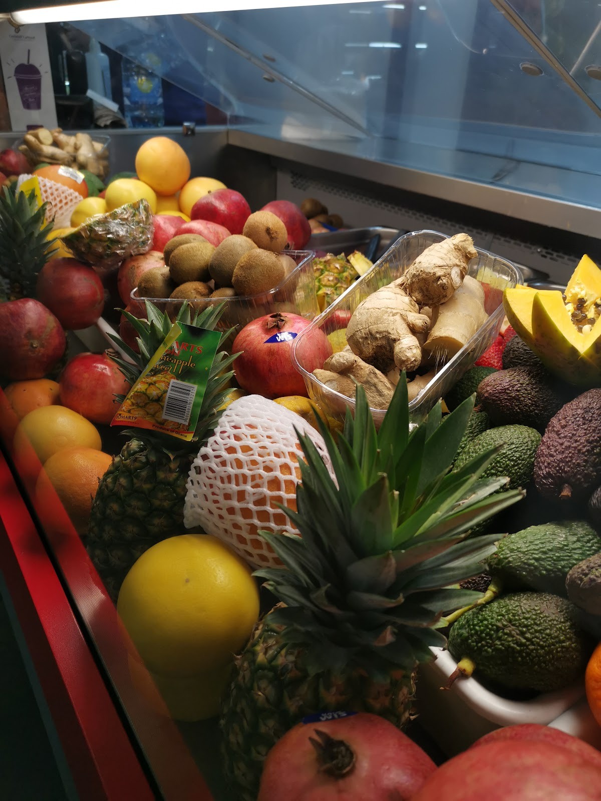 The day's fruit stacked in the shop window
