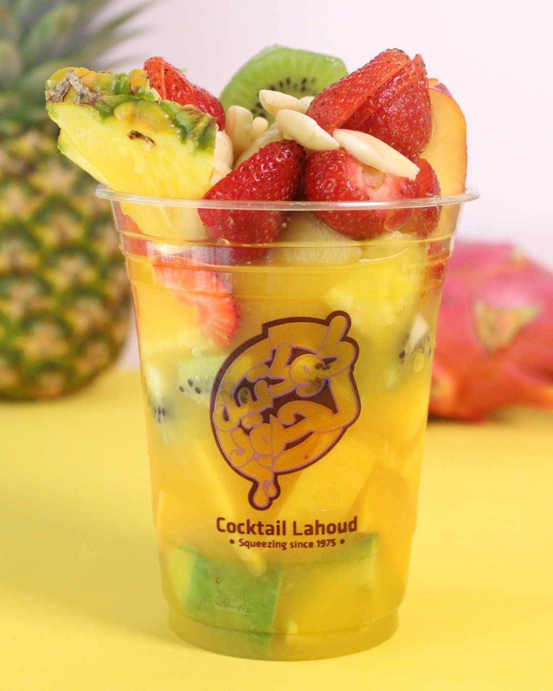 A fruit cocktail cup