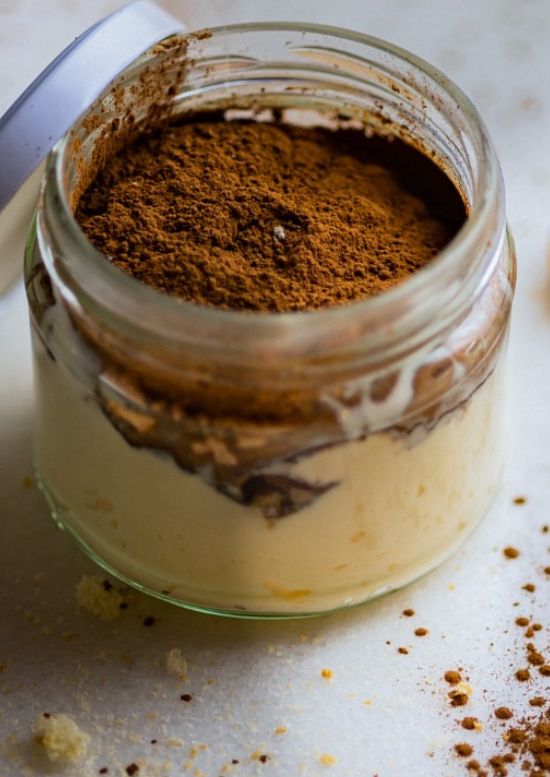 Tiramisu served in a glass jar