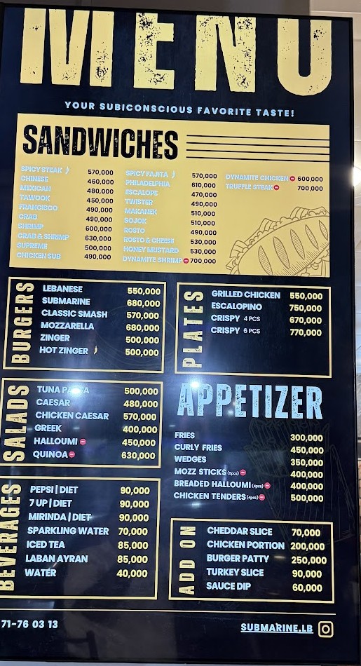 The lit menu board above the counter