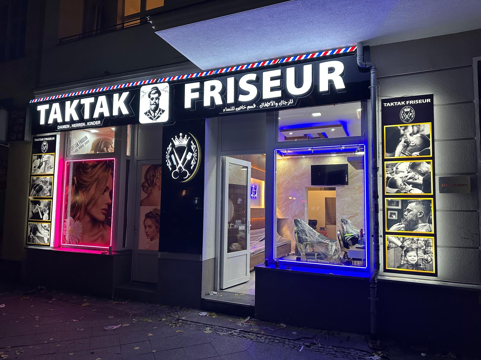 Neonschild TakTak Friseur