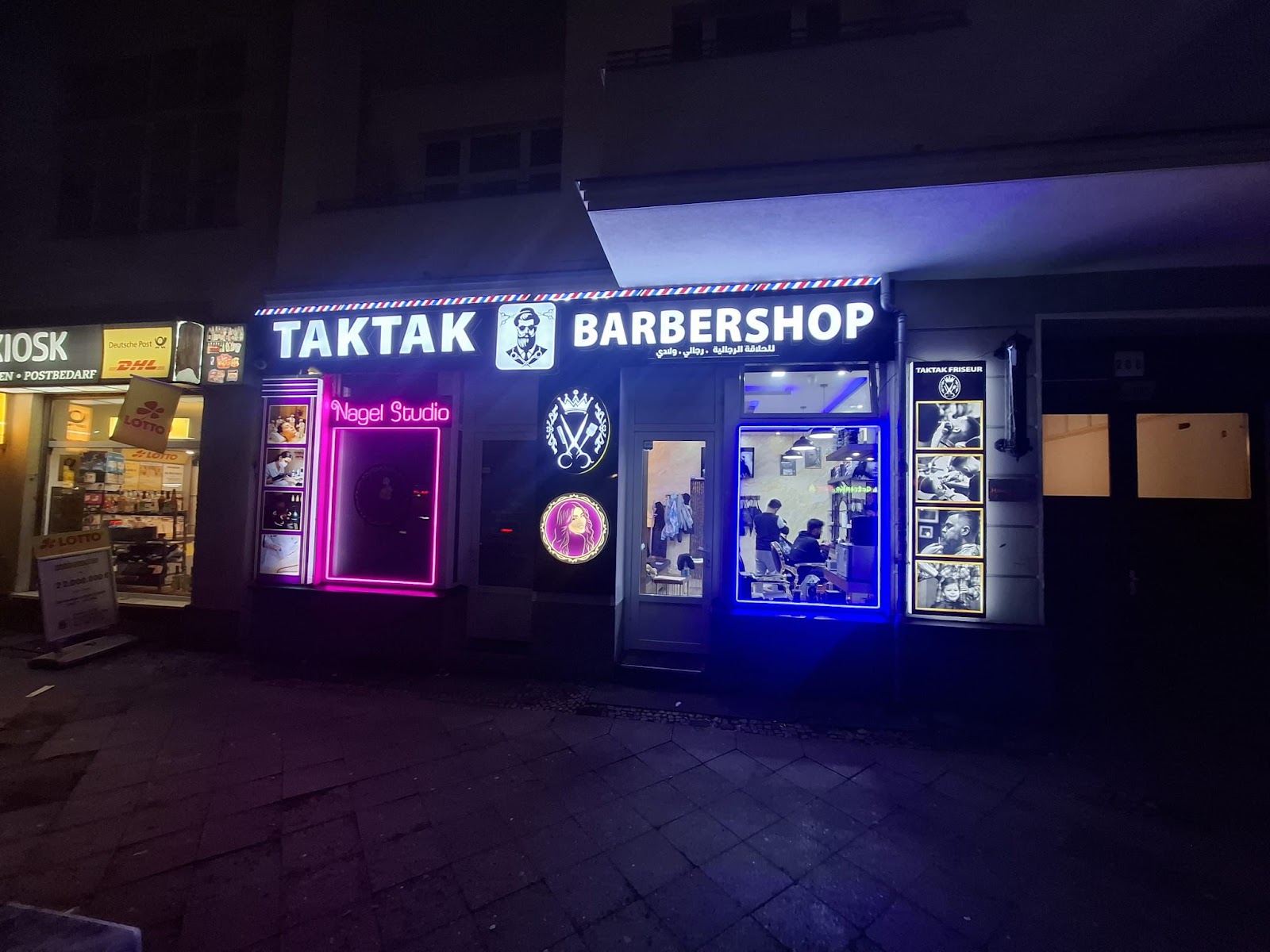 TakTak Barbershop Schriftzug an der Sonnenallee