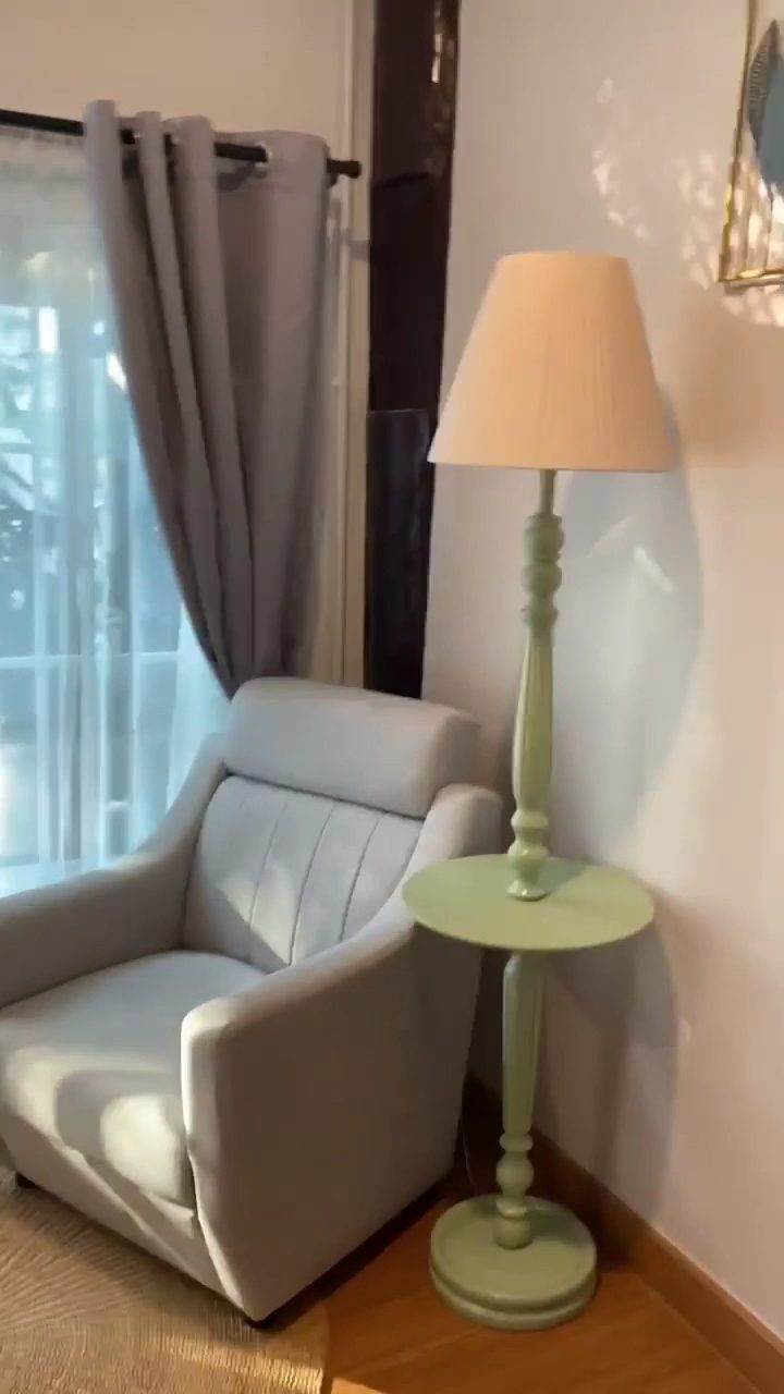 Cosy reading corner with a lamp
