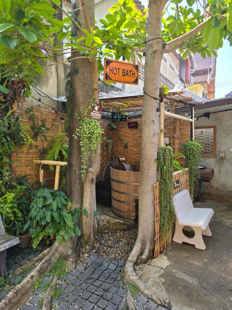 The steam room courtyard