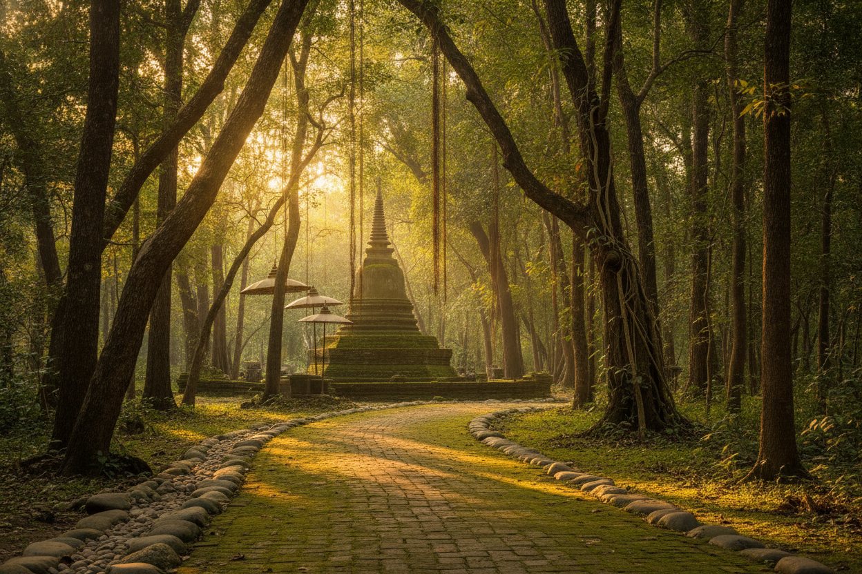 A forest meditation-temple path near Pai Yan Noi