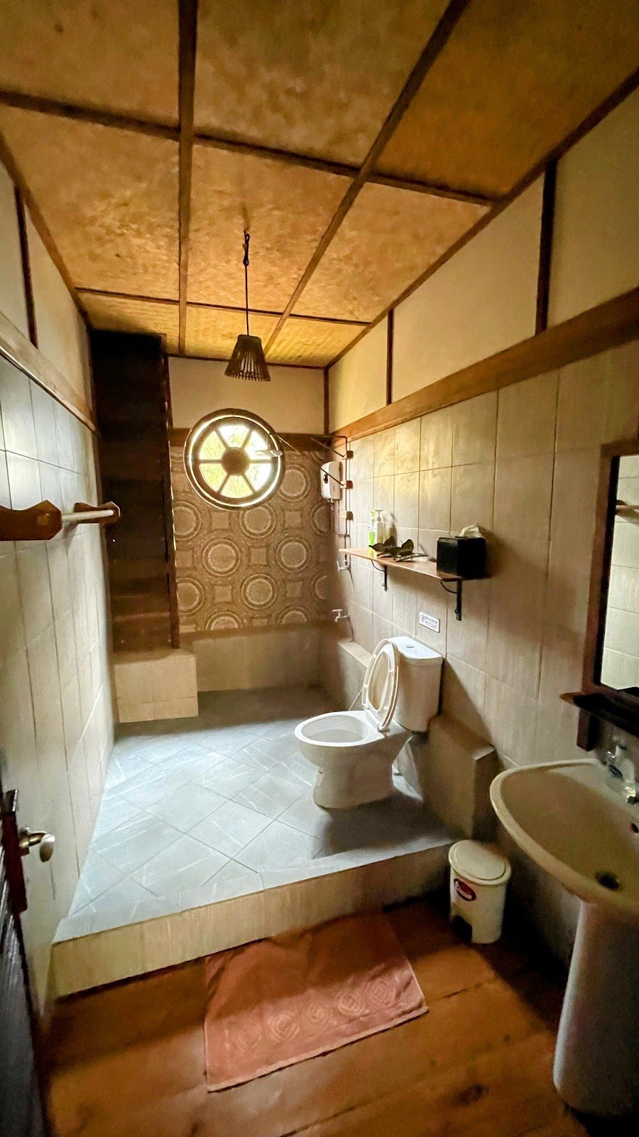 Rustic bathroom detail at Uma House